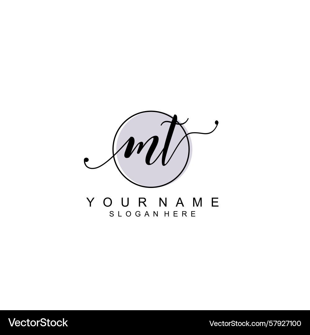 Handwriting logo concepts with initial mt Handwriting logo concepts with initial mt Vector Image