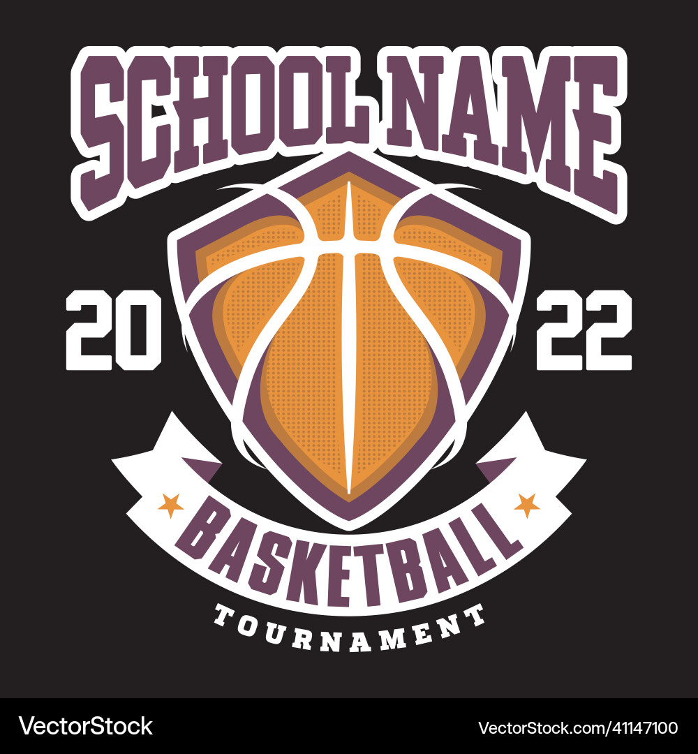 High School Sports Badge - Basketball Team Vector Image