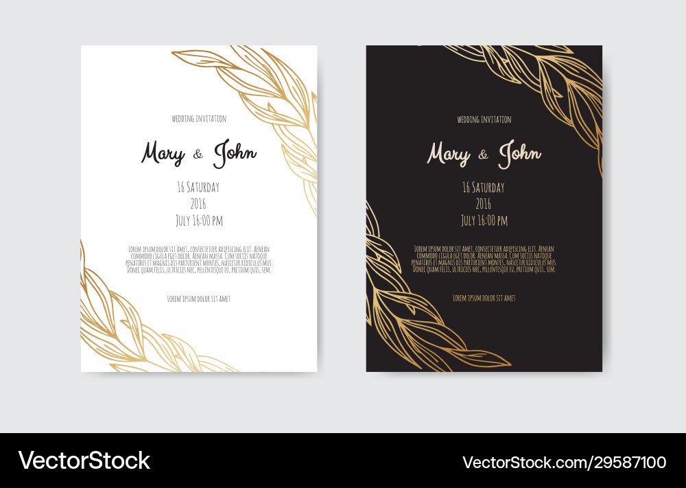 Invitation with gold floral elements Invitation with gold floral elements vector image