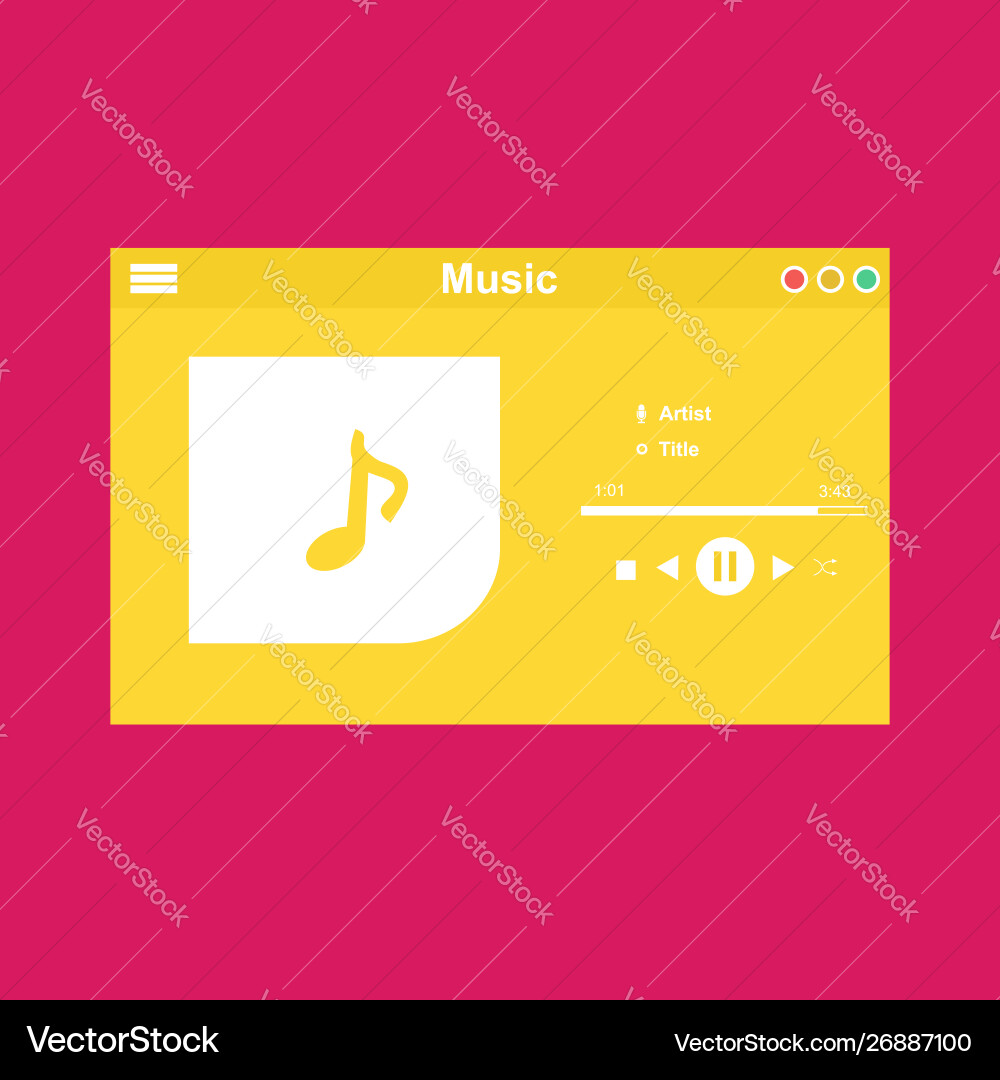Media player application app template with flat Media player application app template with flat vector image