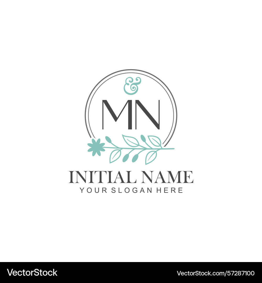 Mn initial logo templates with botanical elements Vector Image