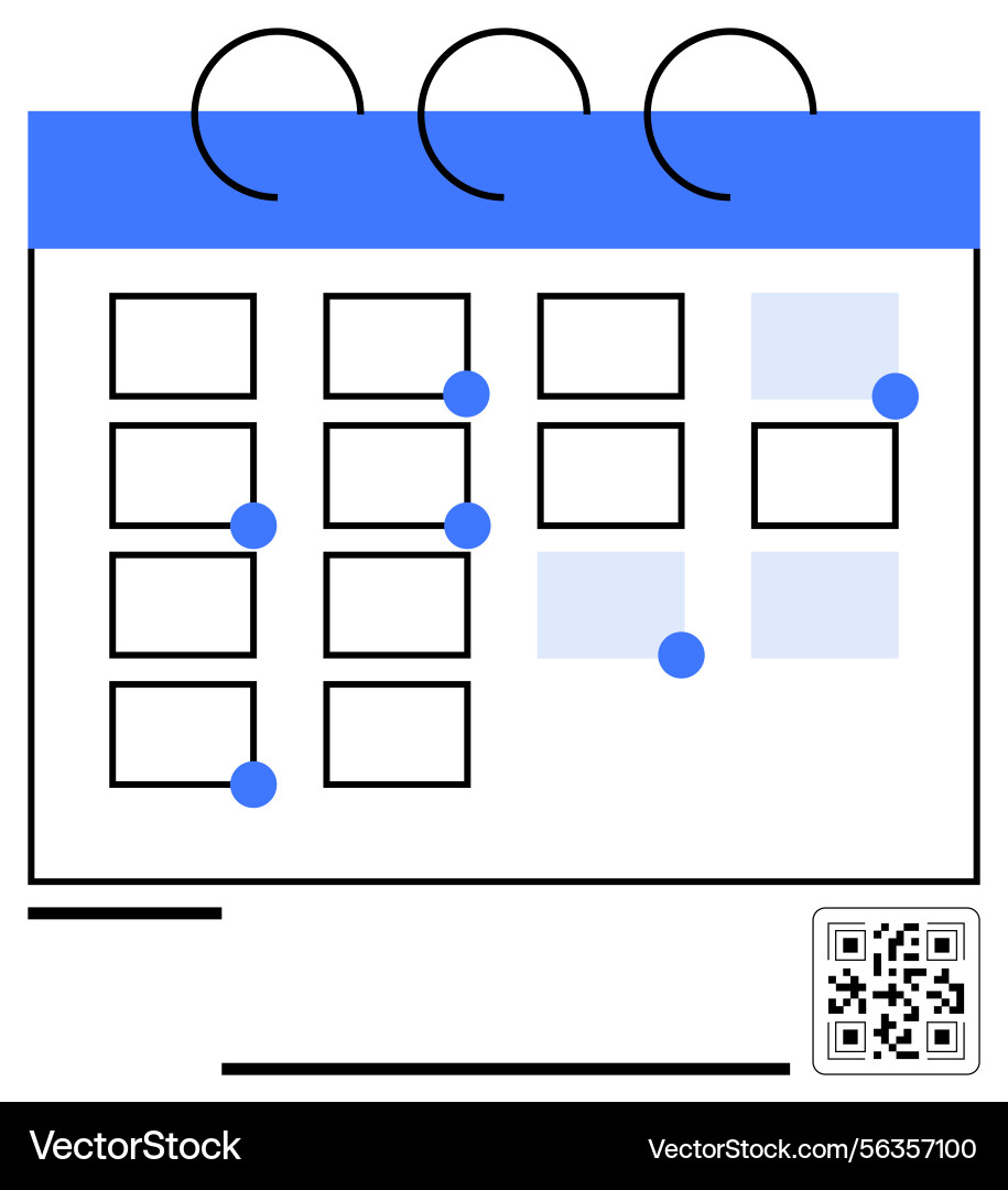 Monthly planner with marked dates and qr code Monthly planner with marked dates and qr code vector image