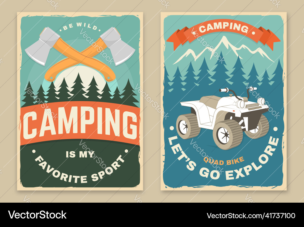 Set of camping retro posters Set of camping retro posters vector image
