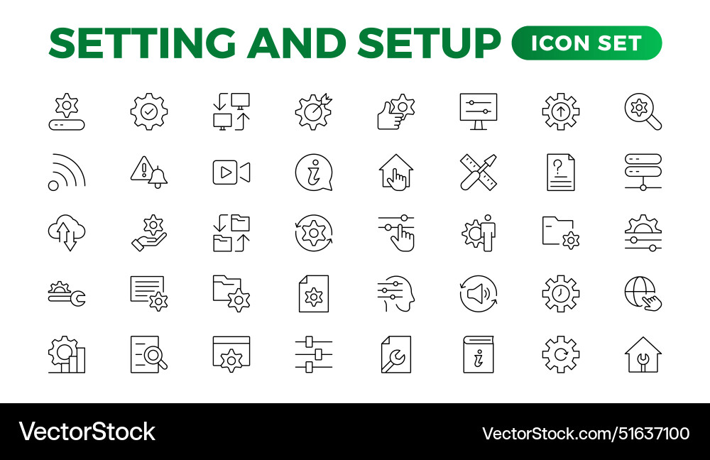 Setting and setup solid icon collection Setting and setup solid icon collection Vector Image