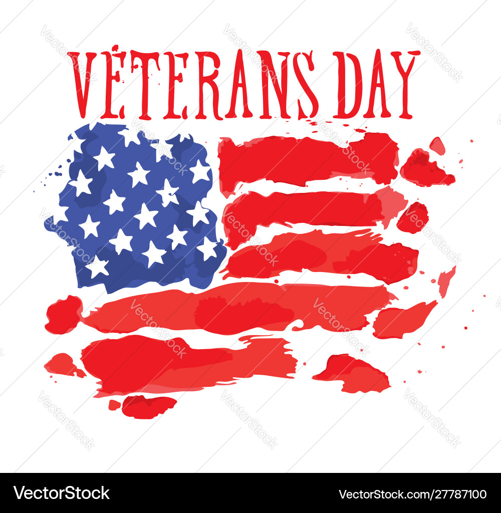 Veterans Day Watercolor Card Vector Image