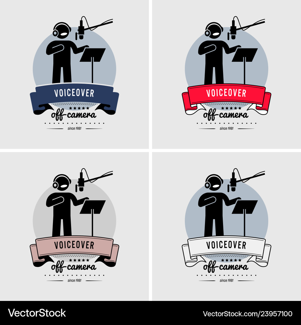 Voiceover and voice recording room studio logo Voiceover and voice recording room studio logo vector image