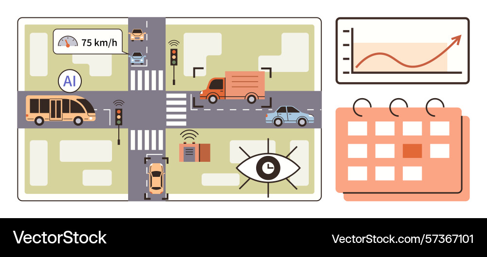 Ai-powered traffic management with smart sensors Ai-powered traffic management with smart sensors vector image