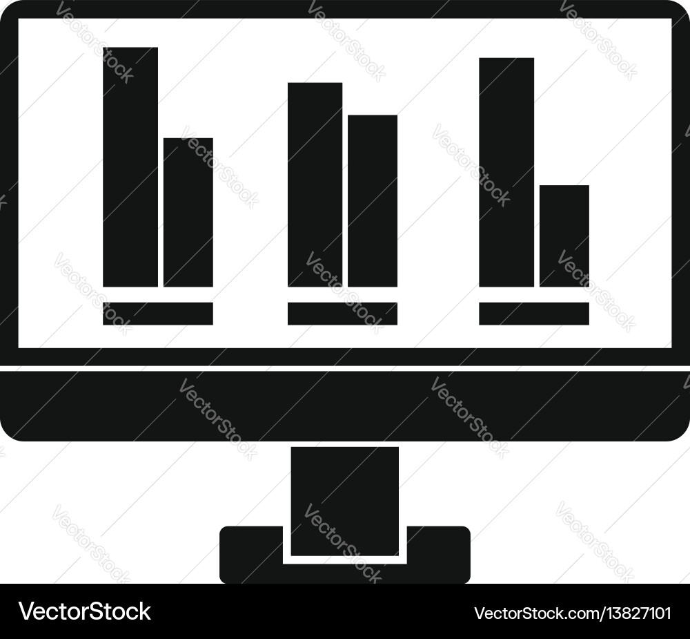 Business graph at computer screen icon Business graph at computer screen icon vector image