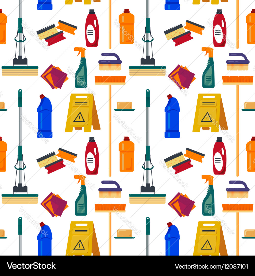 Cleaning service seamless pattern house tools Vector Image