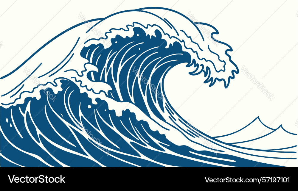 Dynamic ocean wave cresting design generative ai Vector Image