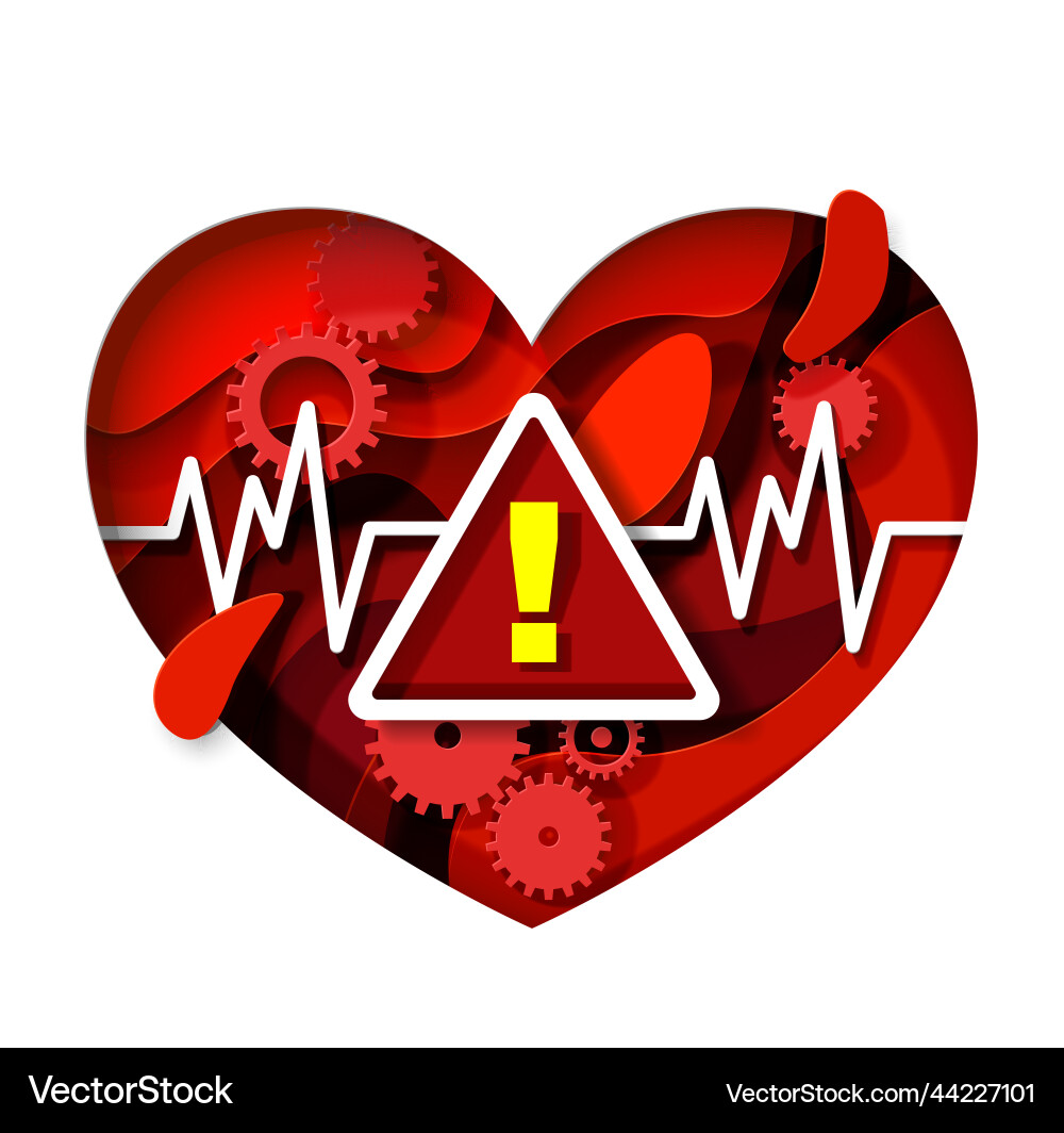 Heart Attack Alert - Paper Cut Symbol Vector Image