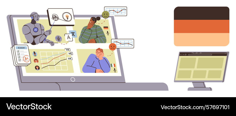 Interactive ai system analyzing data Interactive ai system analyzing data vector image
