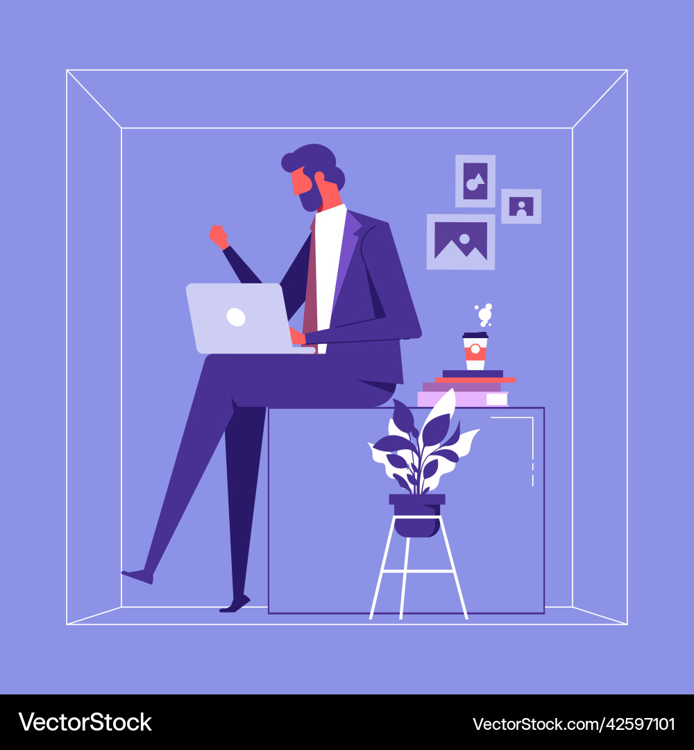 Presenting to introvert man concept Presenting to introvert man concept vector image