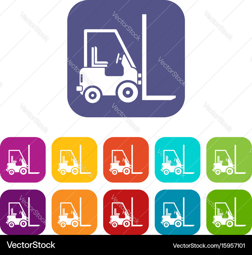 Stacker loader icons set vector image