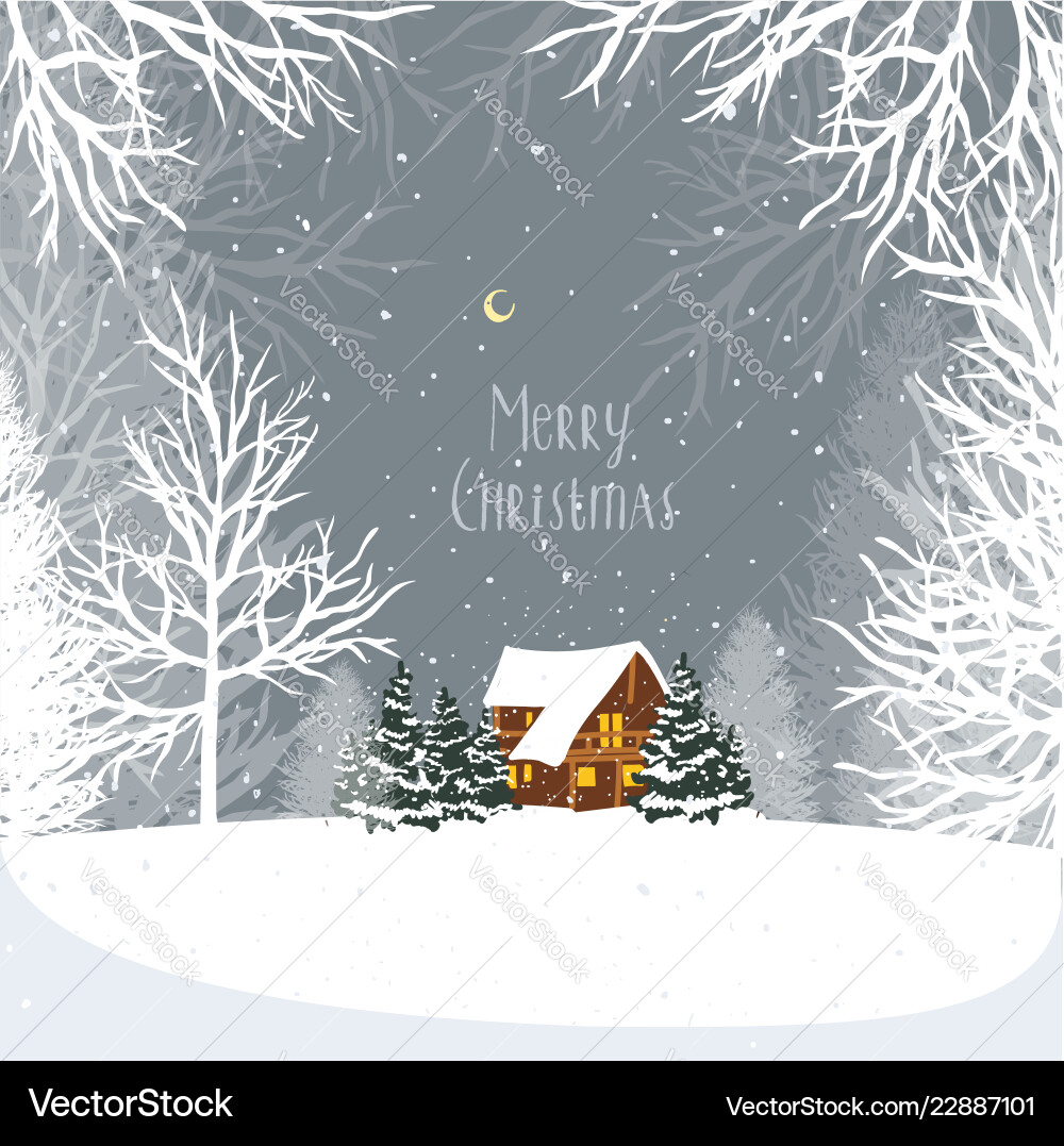 Weihnachten Winterlandschaft mit einem Haus Weihnachten Winterlandschaft mit einem Haus vektorbild
