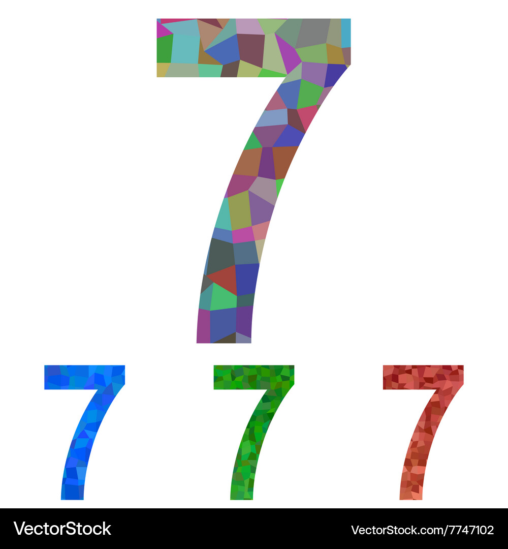 Mosaic font design set - number 7 Vector Image
