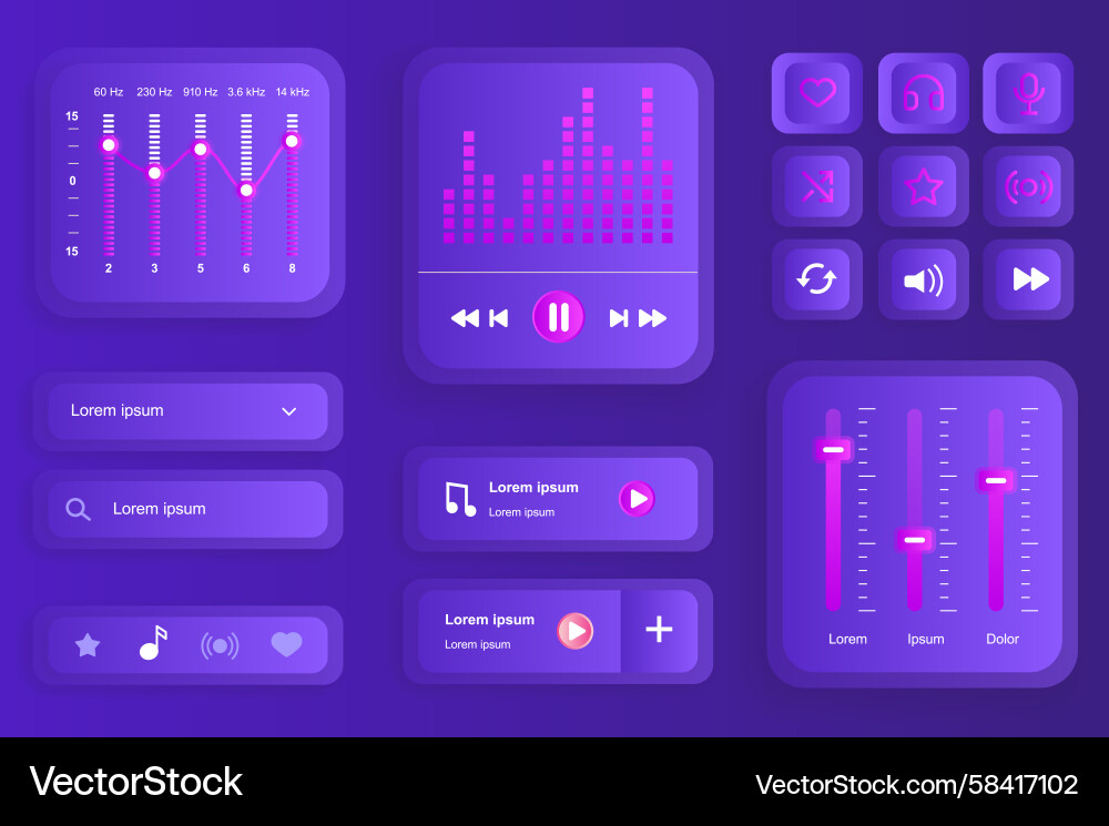 Music Player UI Elements Vector Image