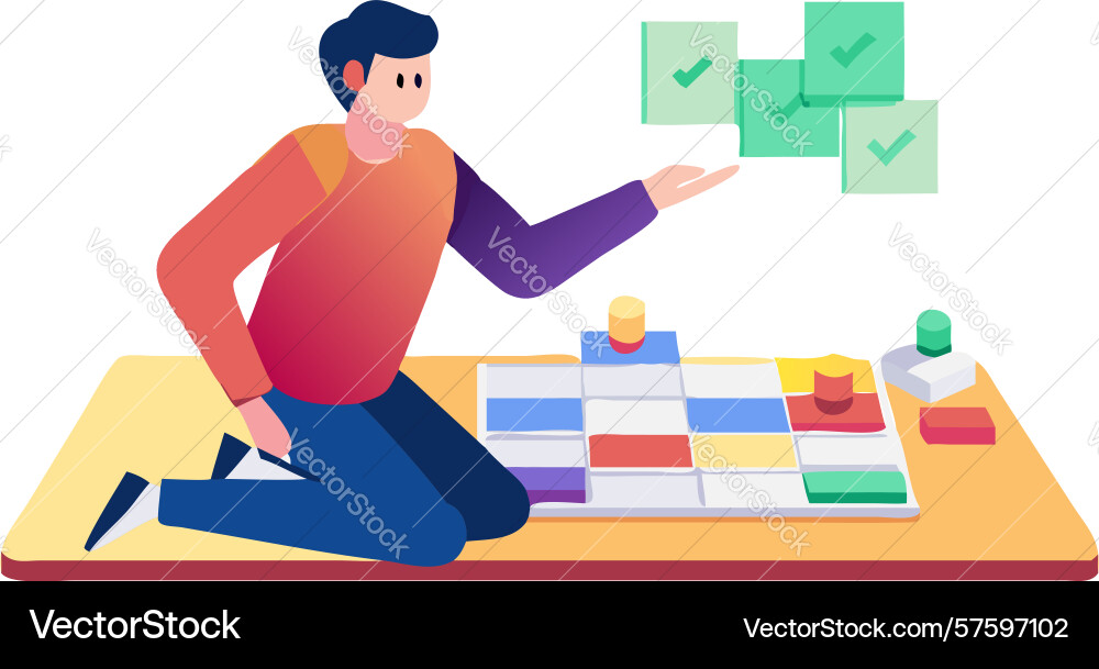 Person organizing and tidying up objects vector image