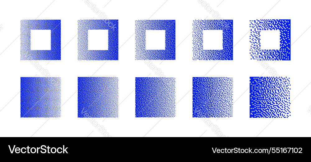 Squares with various resolution of bitmap dither Squares with various resolution of bitmap dither vector image