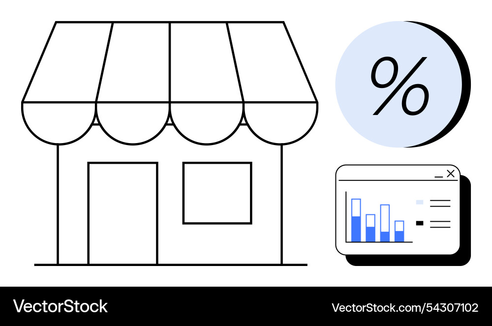 Storefront with awning and graphical elements Storefront with awning and graphical elements vector image