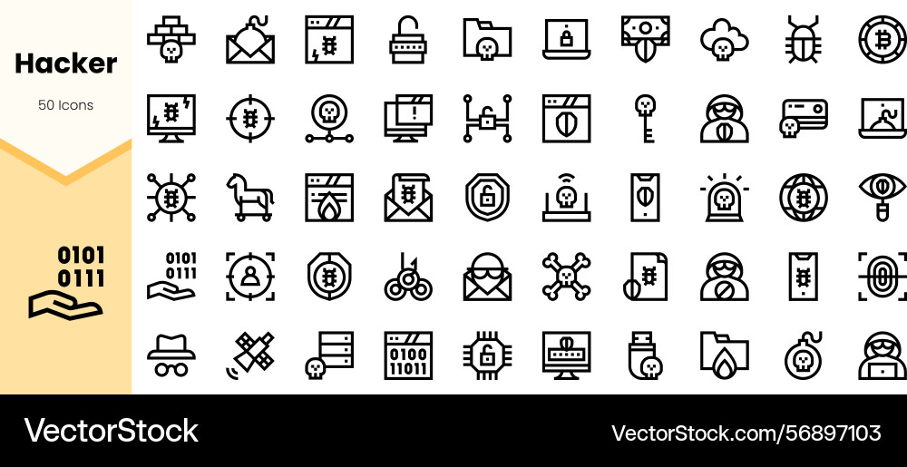 A collection of hacker-themed icons A collection of hacker-themed icons vector image