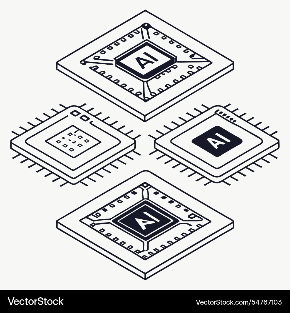 Ai chipsets in a symmetrical grid the blueprint Ai chipsets in a symmetrical grid the blueprint vector image
