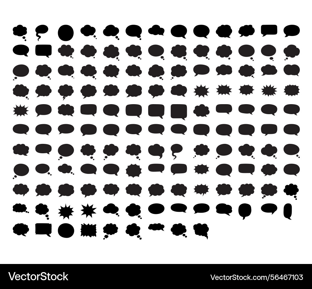 Black solid speech bubble icon set for ui Black solid speech bubble icon set for ui vector image