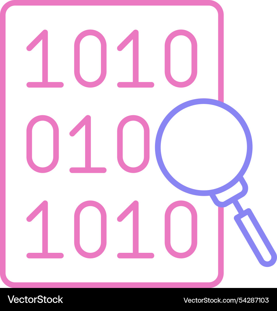 Code search line two colour icon vector image