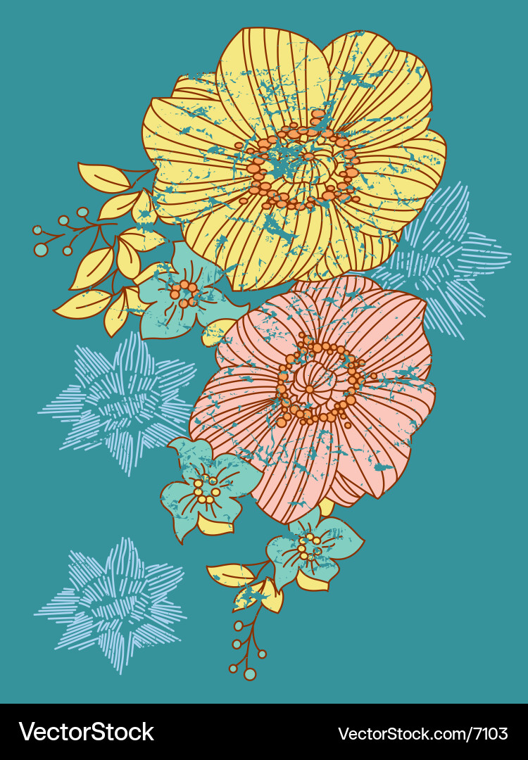 Cracked Floral Pattern Vector Image