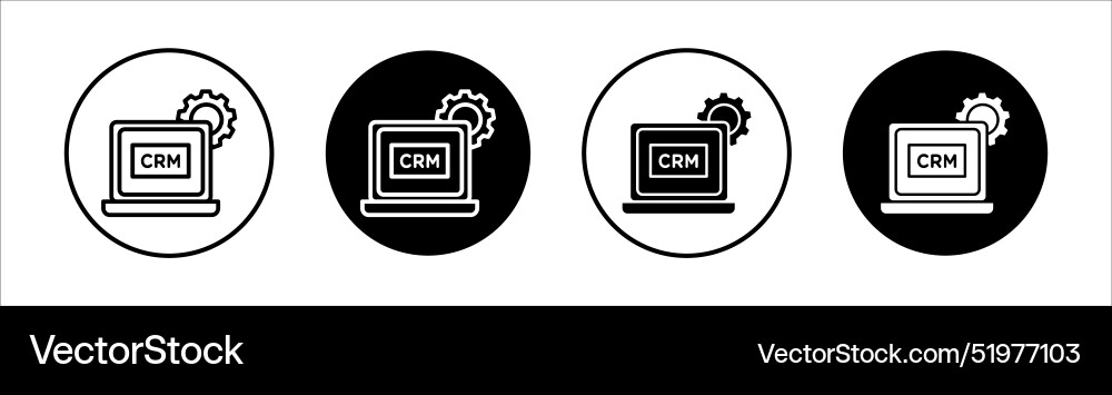 Crm flat line icon set thin Royalty Free Vector Image