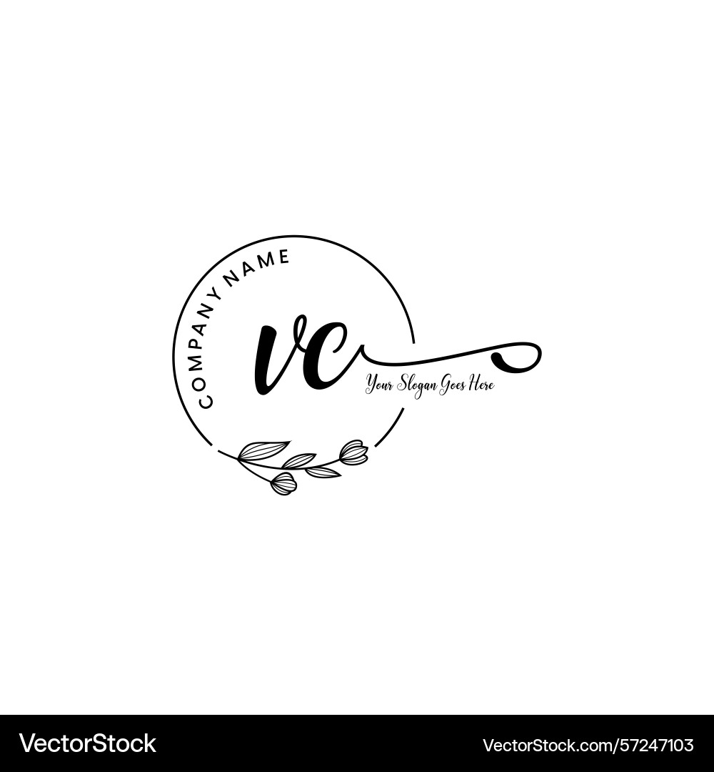 Elegant vc initial logo design with botanical Vector Image