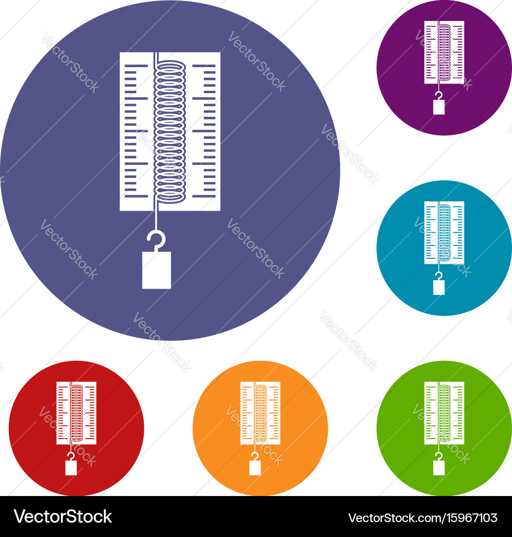 Physics dynamometer for laboratory work icons set vector image