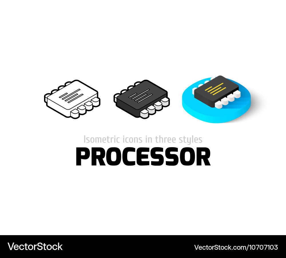 Processor icon in different style vector image
