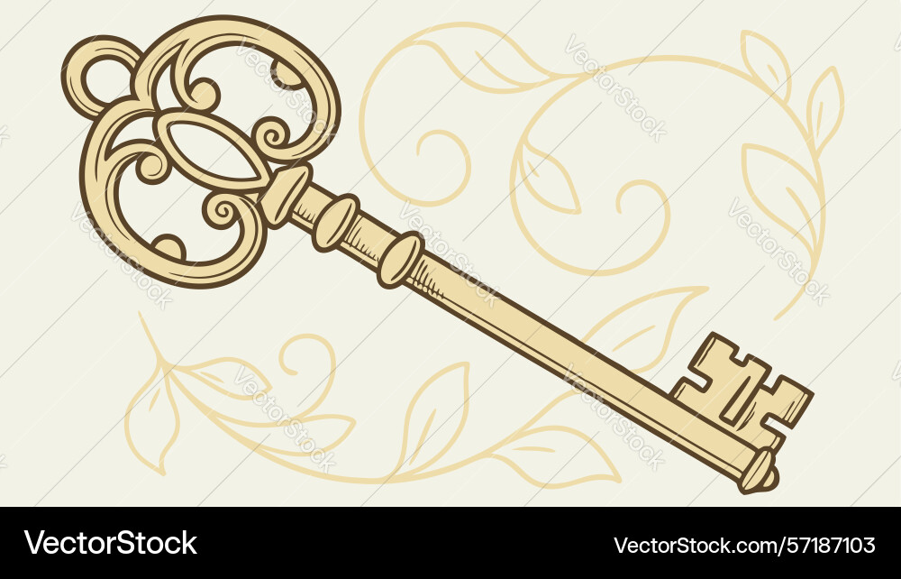 Rustic antique skeleton key design generative ai Vector Image