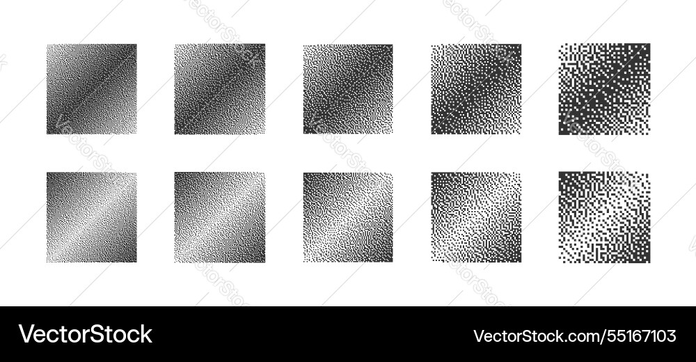 Squares with different resolution of bitmap Squares with different resolution of bitmap vector image
