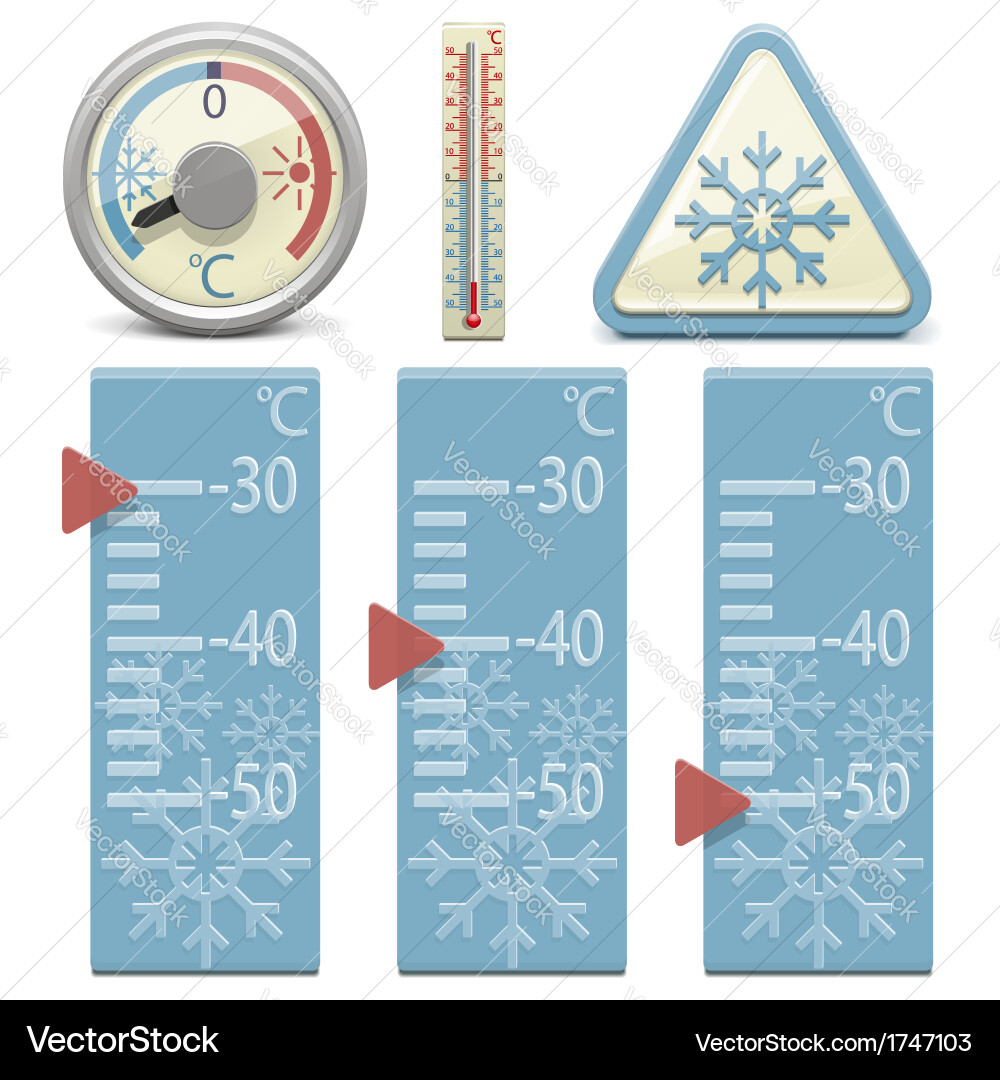 Thermometer with Snowflake and Ice vector image