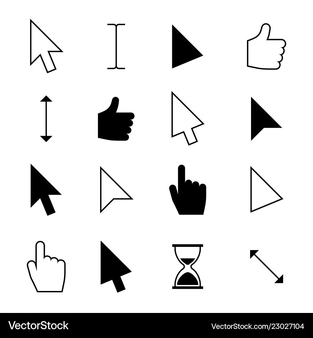 Clicking mouse cursors computer finger pointer Clicking mouse cursors computer finger pointer vector image