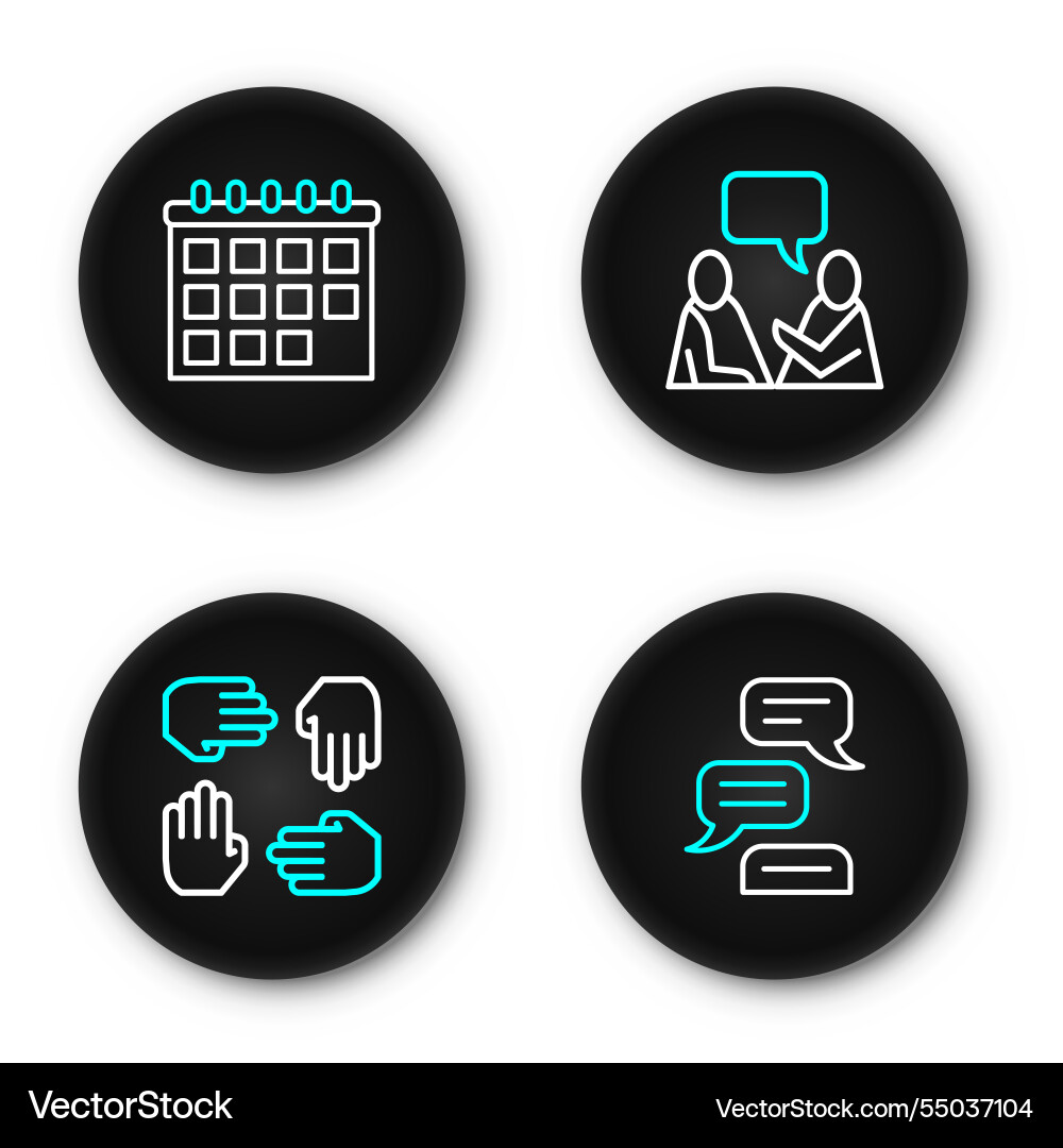 Set line speech bubble chat project team base two Set line speech bubble chat project team base two vector image