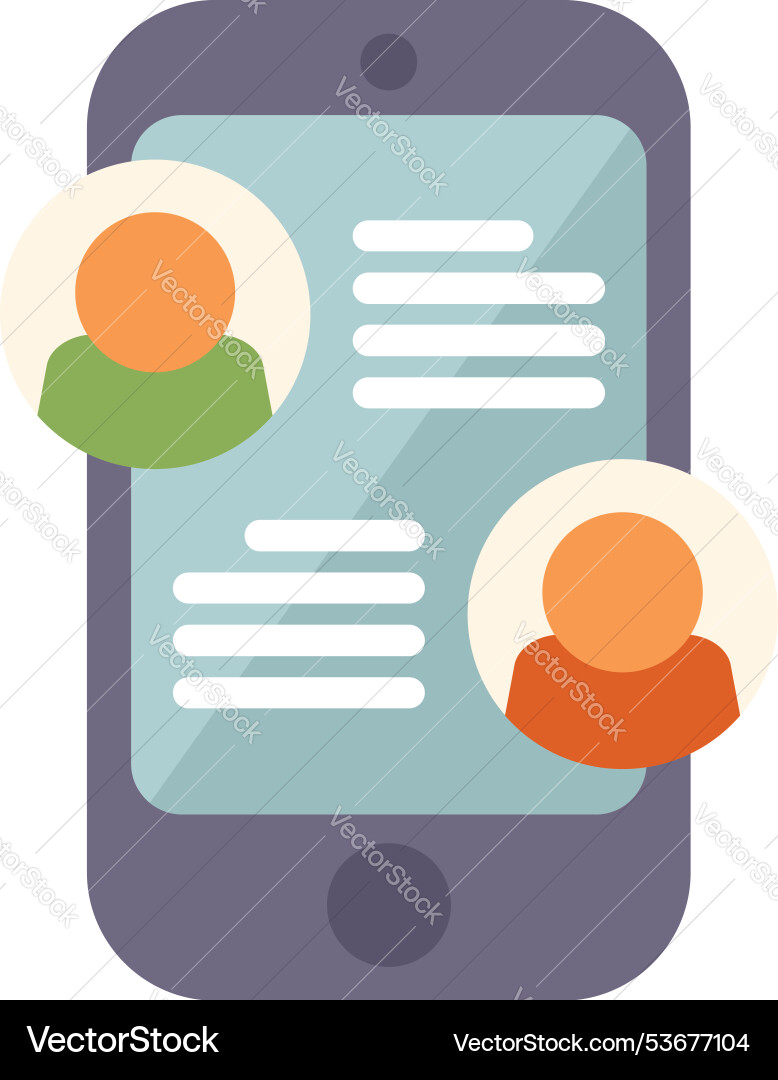 Smartphone showing online messaging app with two Smartphone showing online messaging app with two vector image