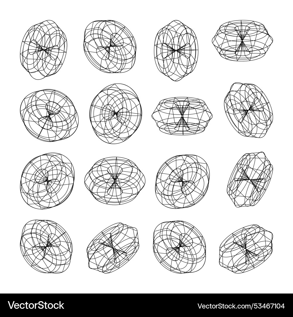 Wireframe lined shapes perspective mesh 3d grid Wireframe lined shapes perspective mesh 3d grid vector image