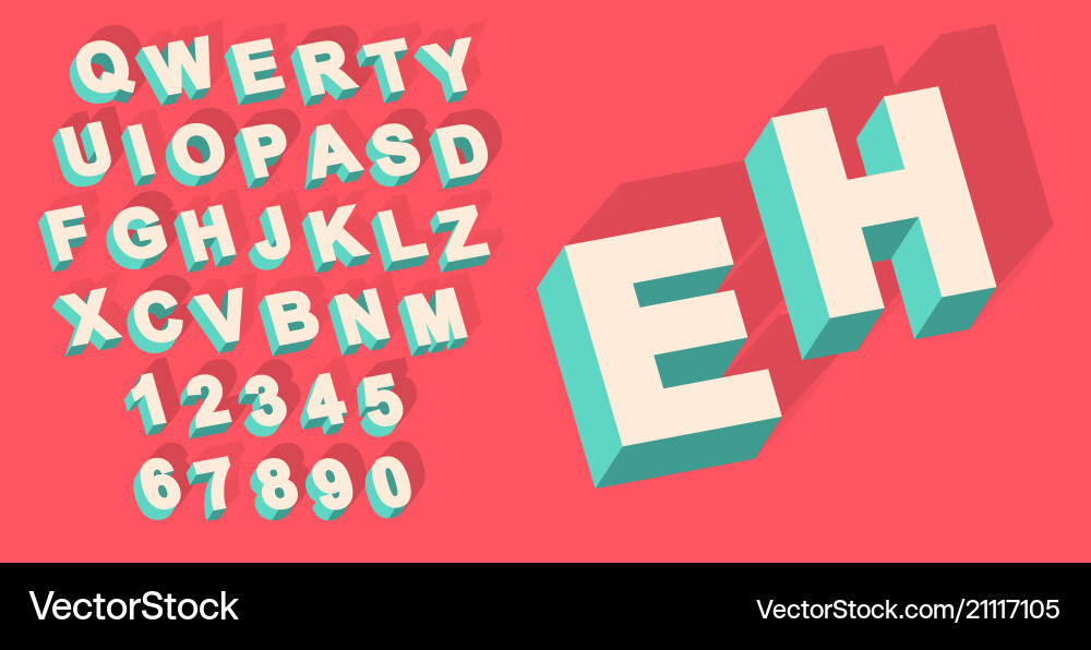 3D Alphabet Typefaces - Retro Style Vector Image