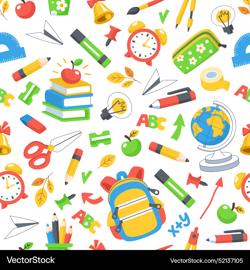 Back to school seamless pattern background Vector Image