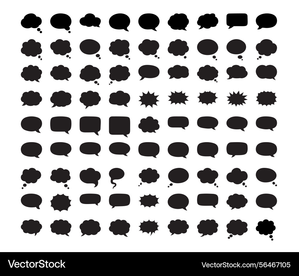 Black empty chat and speech bubble icons Black empty chat and speech bubble icons vector image