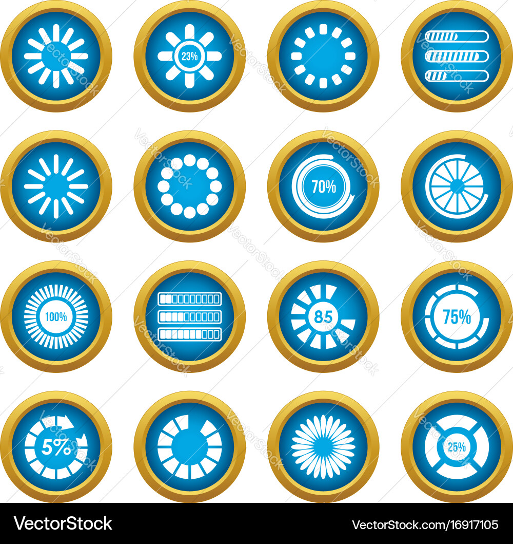 Loading bars and preloaders icons blue circle set Vector Image