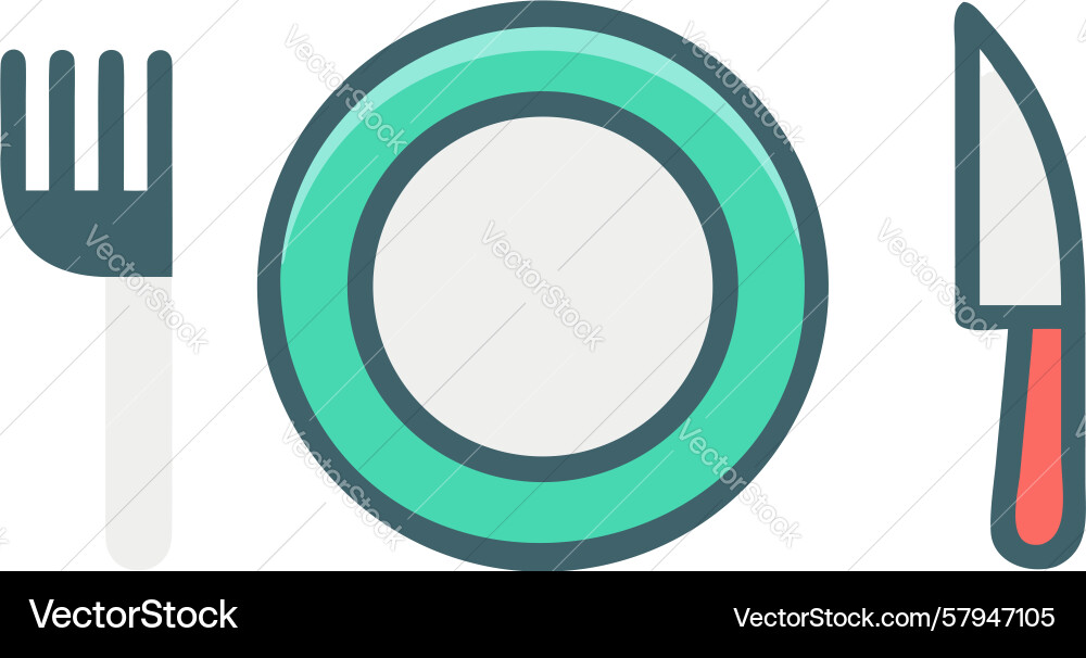 Place Setting with Fork and Knife Vector Image