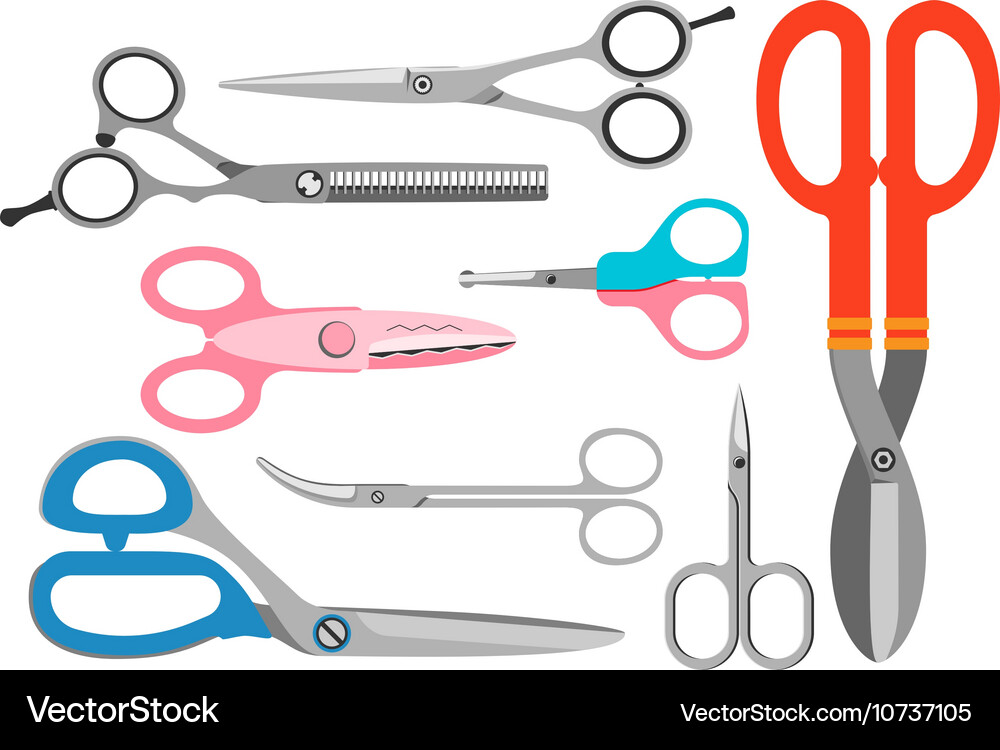 Scissors icons set Vector Image