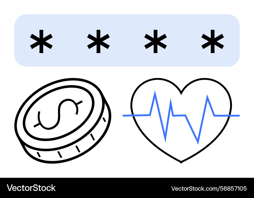 Secure password concept with currency Secure password concept with currency vector image