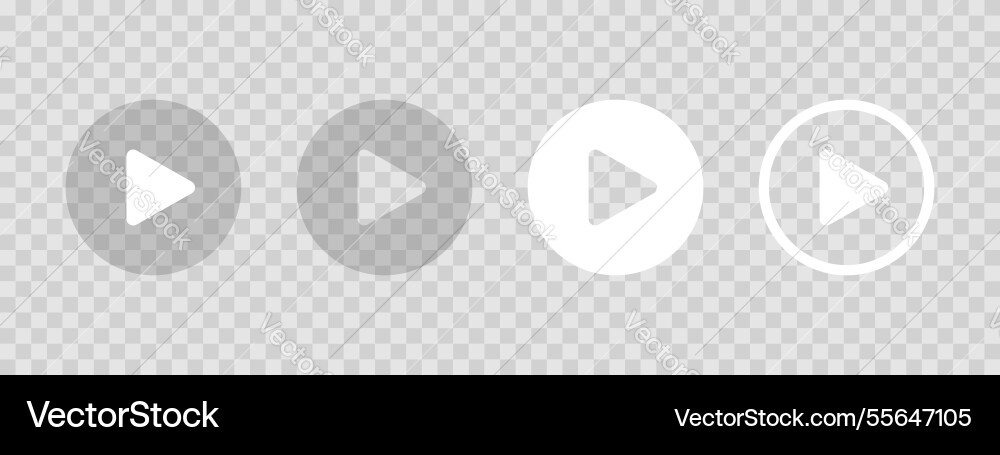 Set of play icons on transparent background Set of play icons on transparent background vector image