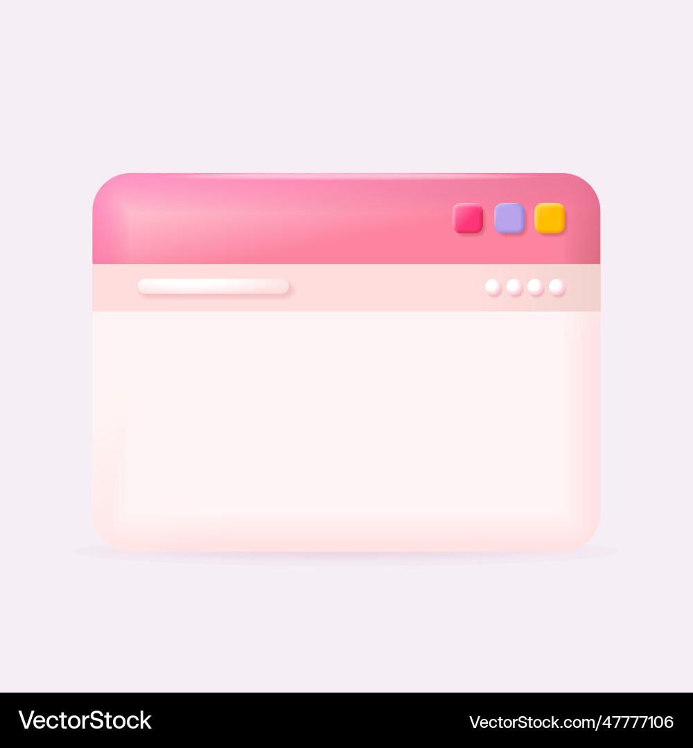 3d simple browser window opened template cartoon 3d simple browser window opened template cartoon vector image