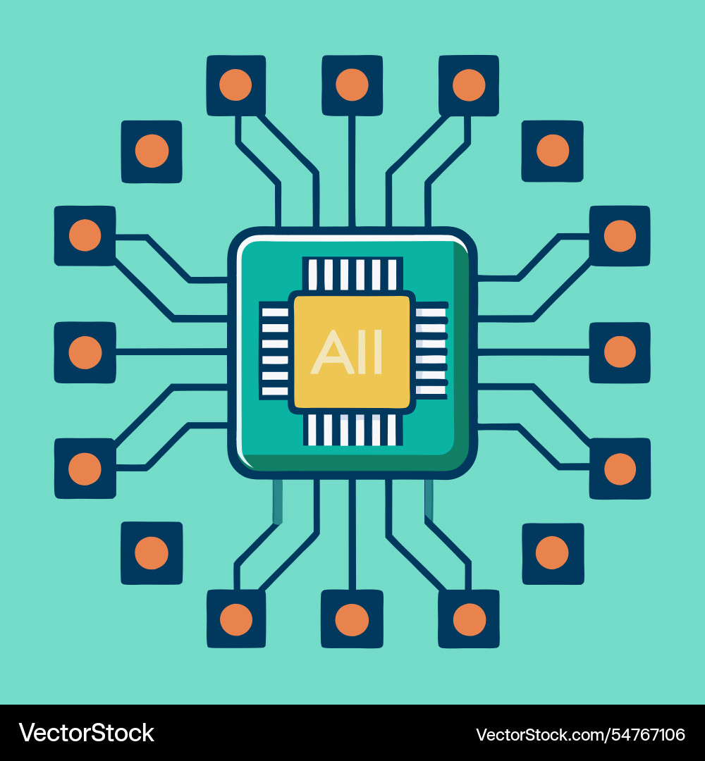 Ai chipsets in a symmetrical grid the blueprint Ai chipsets in a symmetrical grid the blueprint vector image